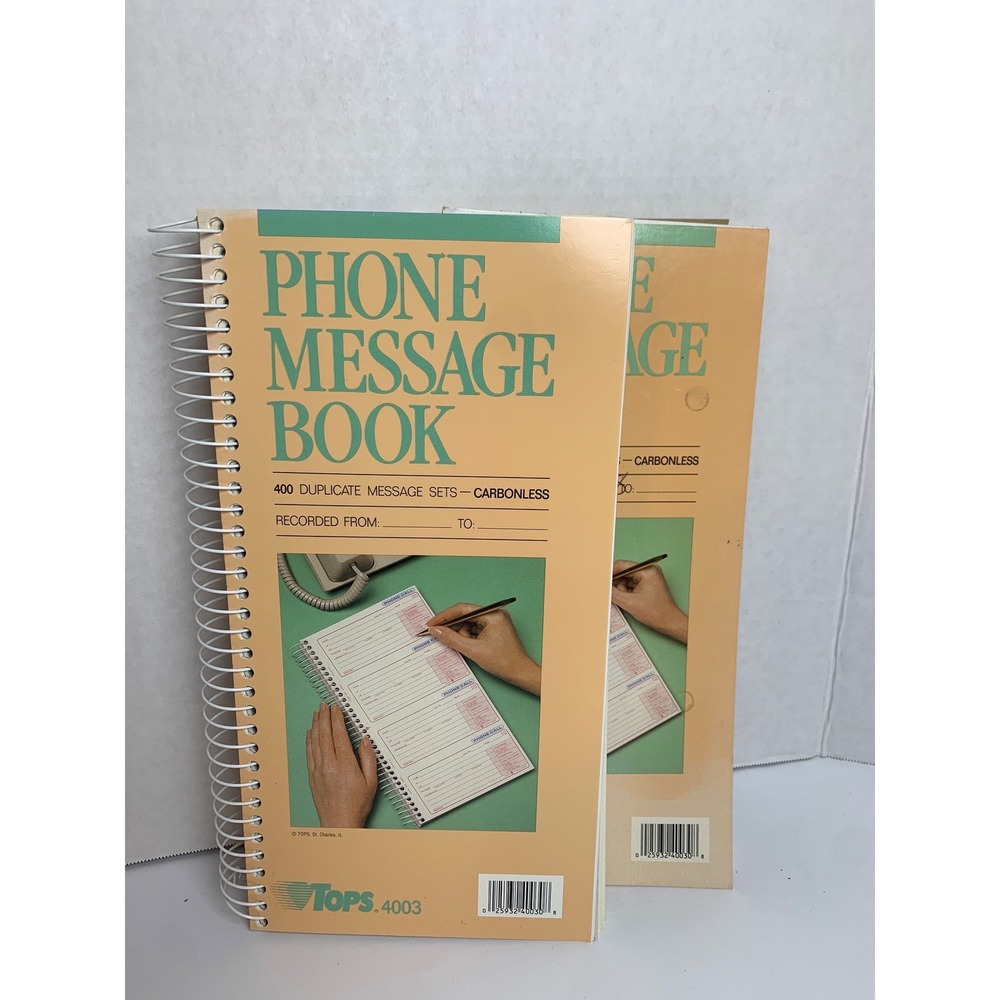 Vintage 2 TOPS 4003 Phone Message Book 400 Duplicate Sets Carbonless Retro 90s